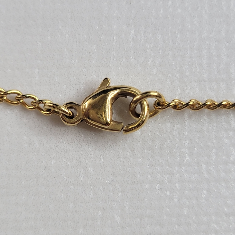CHANEL CC Logo Gold Tone with Pink Rhinestone Necklace - Picture 9 of 11